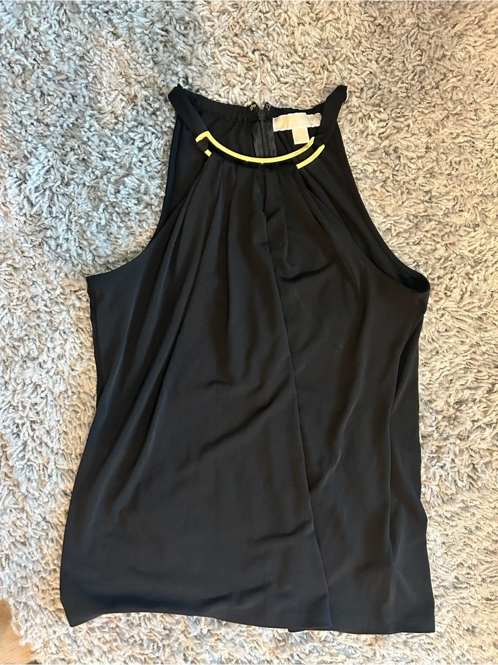 Michael Kors Black Halter Camisole with Gold Collar